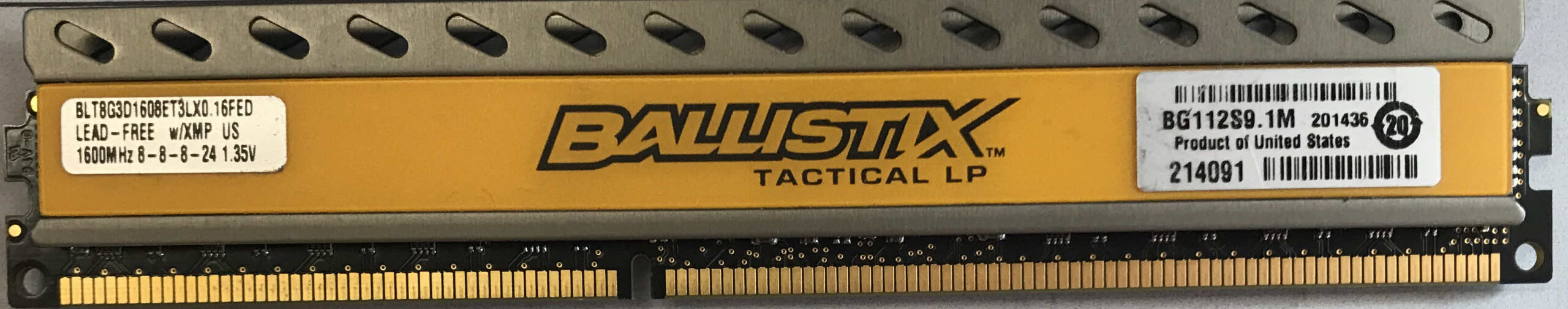 Cr77 Crucial 8GB PC3L-12800U Ballistix Tactical LP